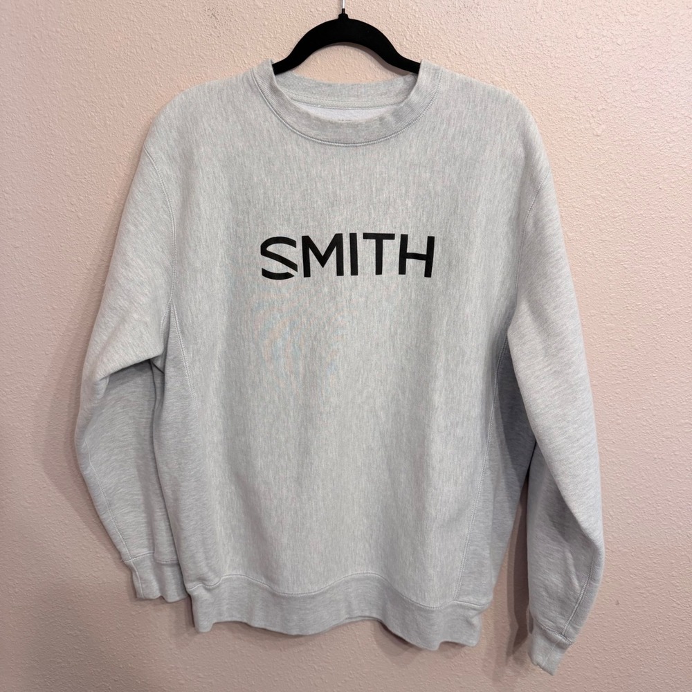 Smith Optics Mens Logo Crewneck Sweatshirt Heather Gray Fleece Pullover Large